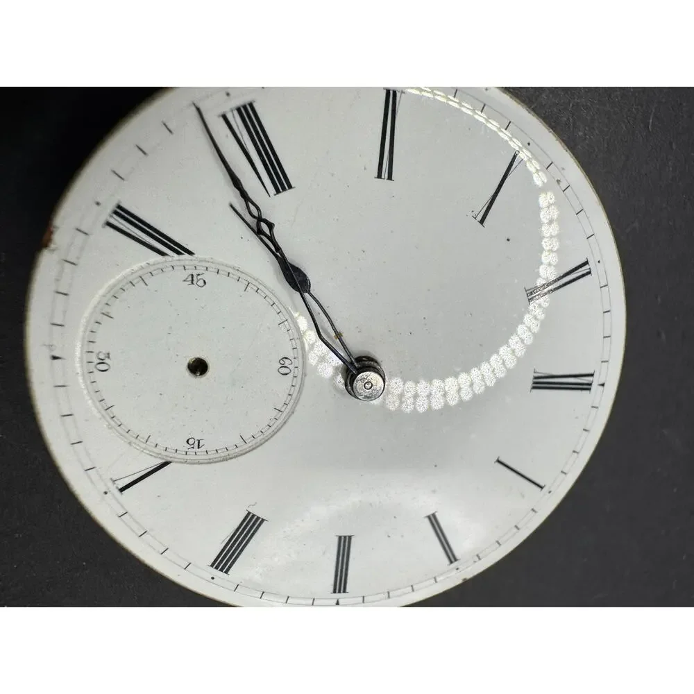 Vintage Unsigned European Pocket Watch White Dial Movement For Parts / Repair